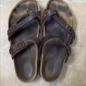 Well loved Birkenstock Brown oiled Leather Sandals